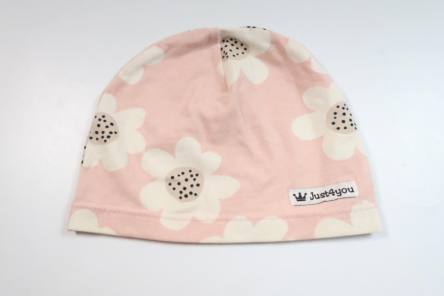 Blommig mössa från Just 4 You - Storlek 98/104 - Rosa