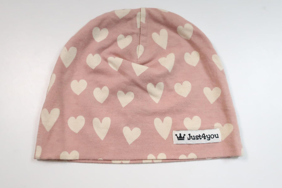 Mössa med hjärtan från Just 4 You - Storlek 98/104 - Rosa