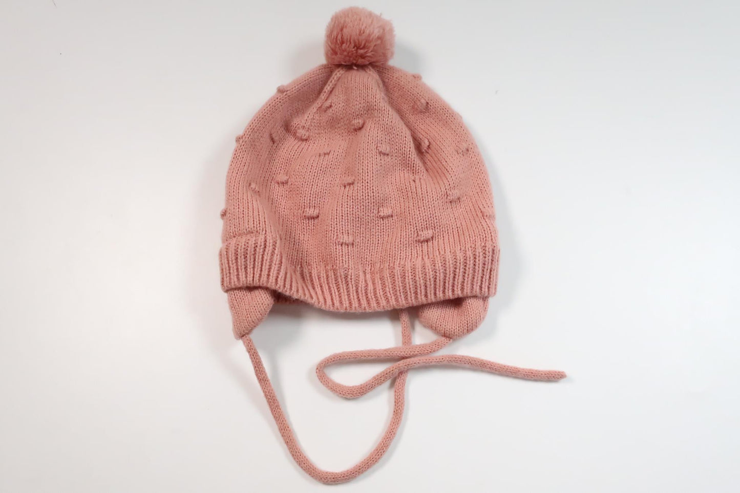 Stickad mössa med tofs från H&M - Storlek 86/92 - Rosa