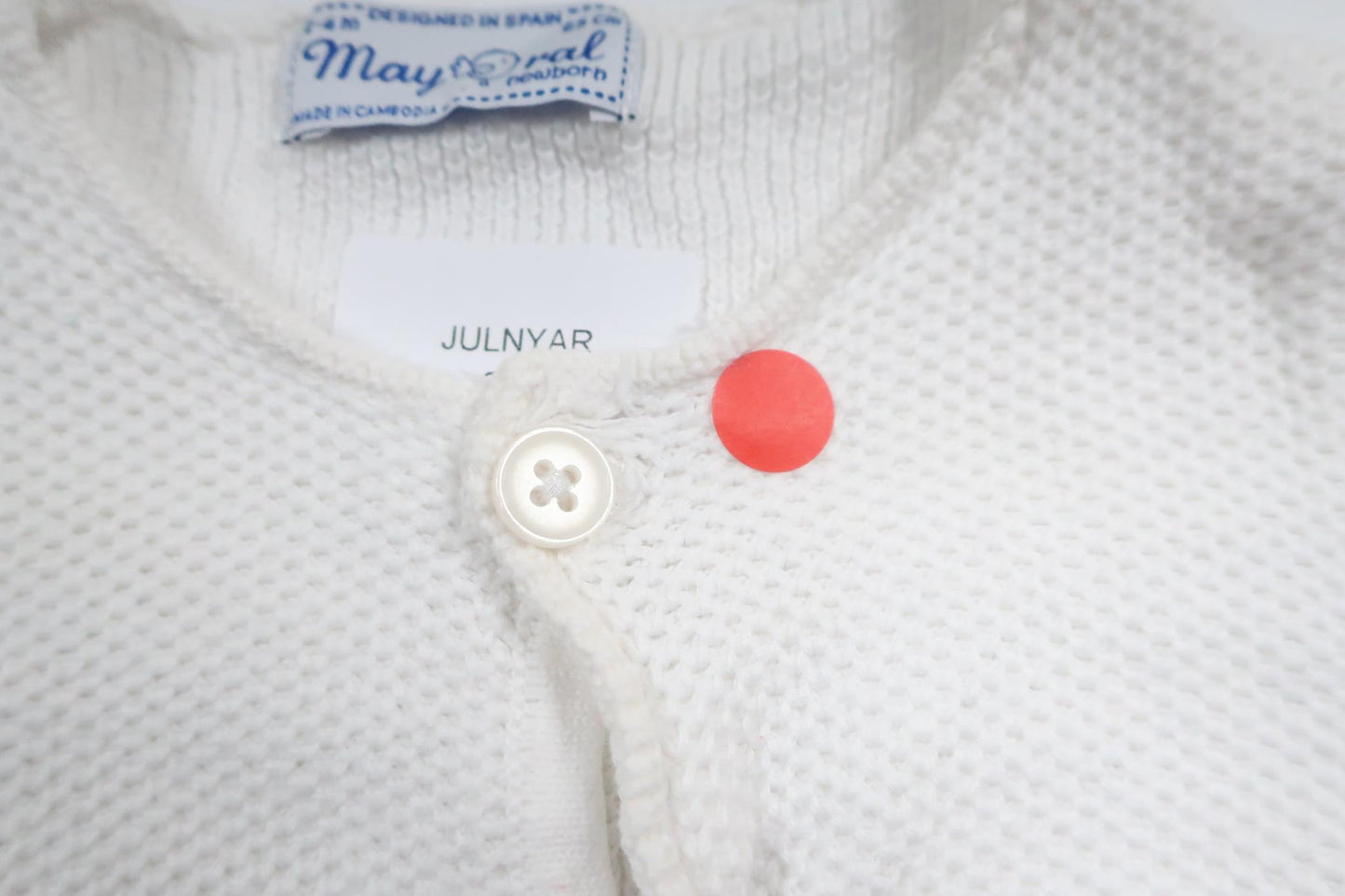 Stickad kofta från Mayoral - Storlek 62/68 - Vit