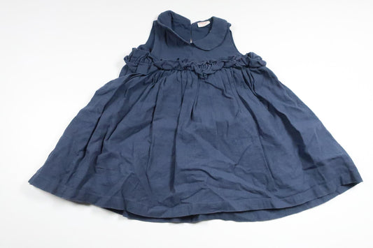 Klänning i linnemix från PompdeLux - Storlek 86 - Blå