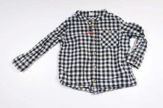 Rutig skjorta från Lindex - Storlek 92 - Marinblå