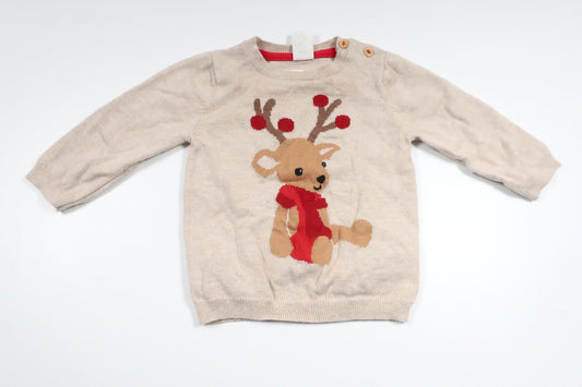 Stickad tröja med julmotiv från H&M - Storlek 68 - Beige
