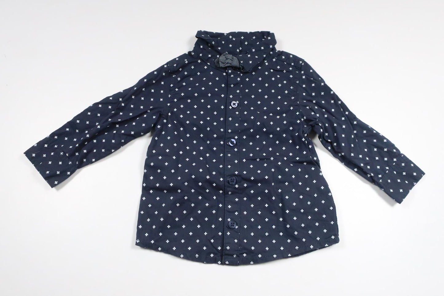 Skjorta med inbyggd fluga från La Redoute - Storlek 68 - Marinblå