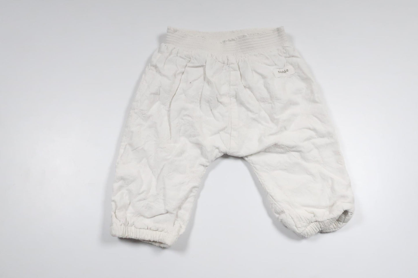 Broderade byxor från Newbie - Storlek 62 - Vit