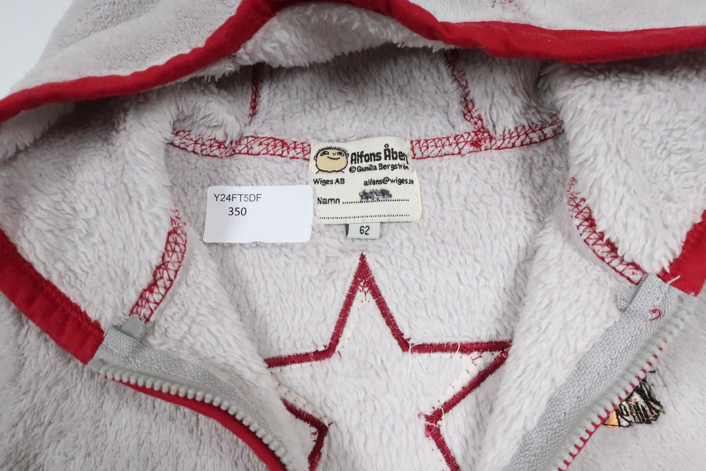 Munkjacka i fleece från Alfons Åberg - Storlek 62 - Grå