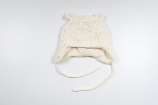 Fleecefodrad mössa med öron från H&M - Storlek 62/68 - Benvit
