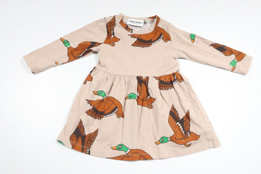 Klänning med ankor från Mini Rodini - Storlek 68/74 - Beige