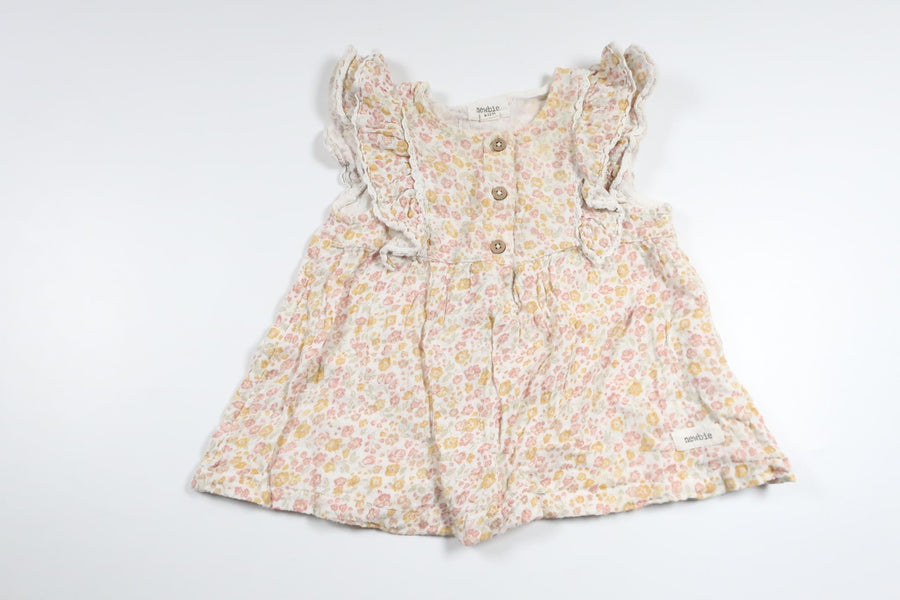 Blommig tunika från Newbie - Storlek 80 - Vit