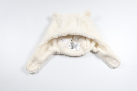 Teddymössa i fleece från H&M - Storlek 98 - Vit