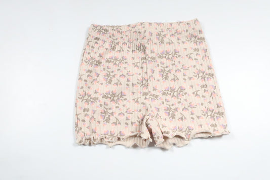 Blommiga ribbade shorts från Sweetie - Storlek 74 - Beige