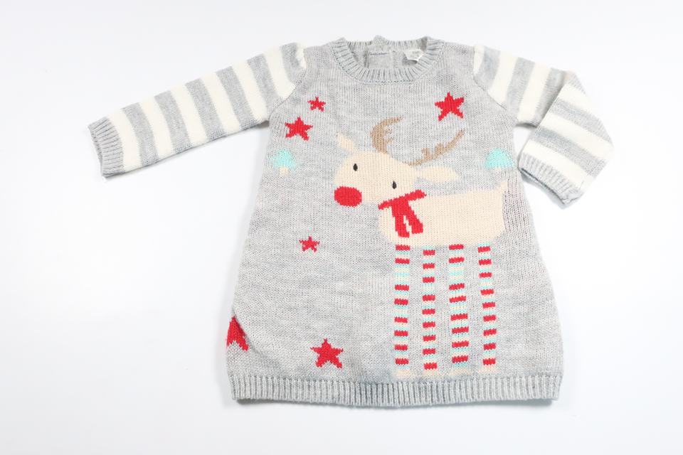 Stickad klänning från F&F - Storlek 62/68 - Grå