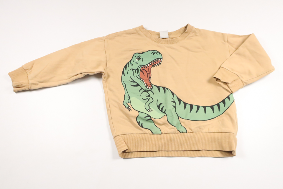 Sweatshirt med dinosaurie från Lindex - Storlek 104 - Gul