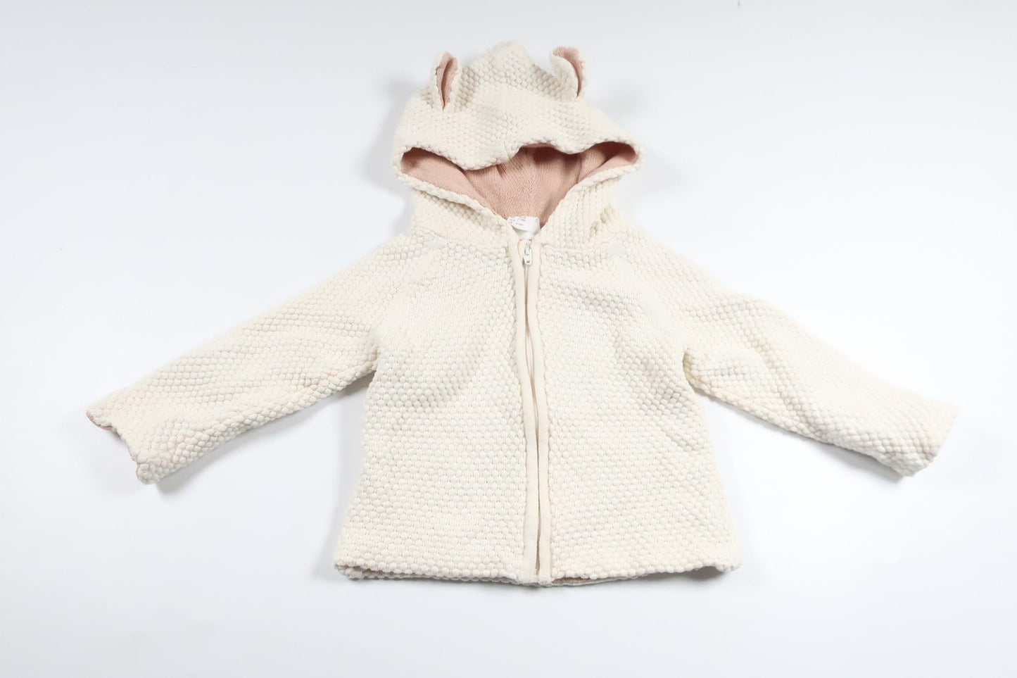 Strukturstickad munkjacka från H&M - Storlek 80 - Benvit