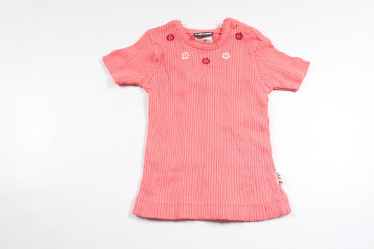 Ribbad t-shirt från Pippi - Storlek 74 - Rosa