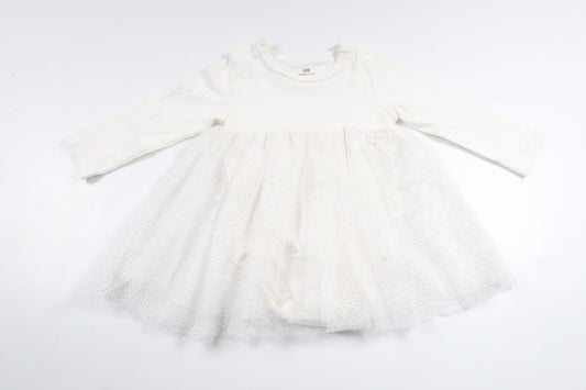 Fesklänning med inbyggd body från H&M - Storlek 68 - Vit