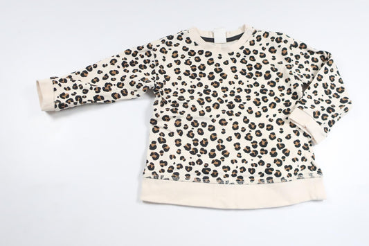 Leopardmönstrad sweatshirt från H&M - Storlek 80 - Benvit