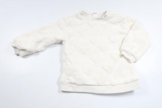 Tröja i fleece med hjärtan från H&M - Storlek 80 - Vit