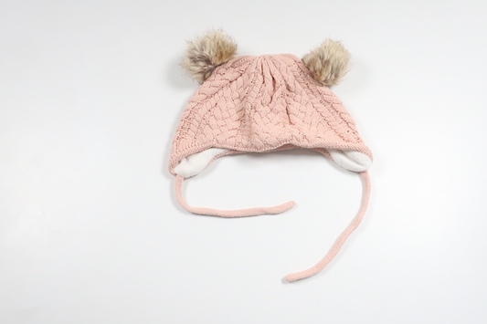 Fleecefodrad mössa med tofs från Newbie - Storlek 40/42 - Rosa