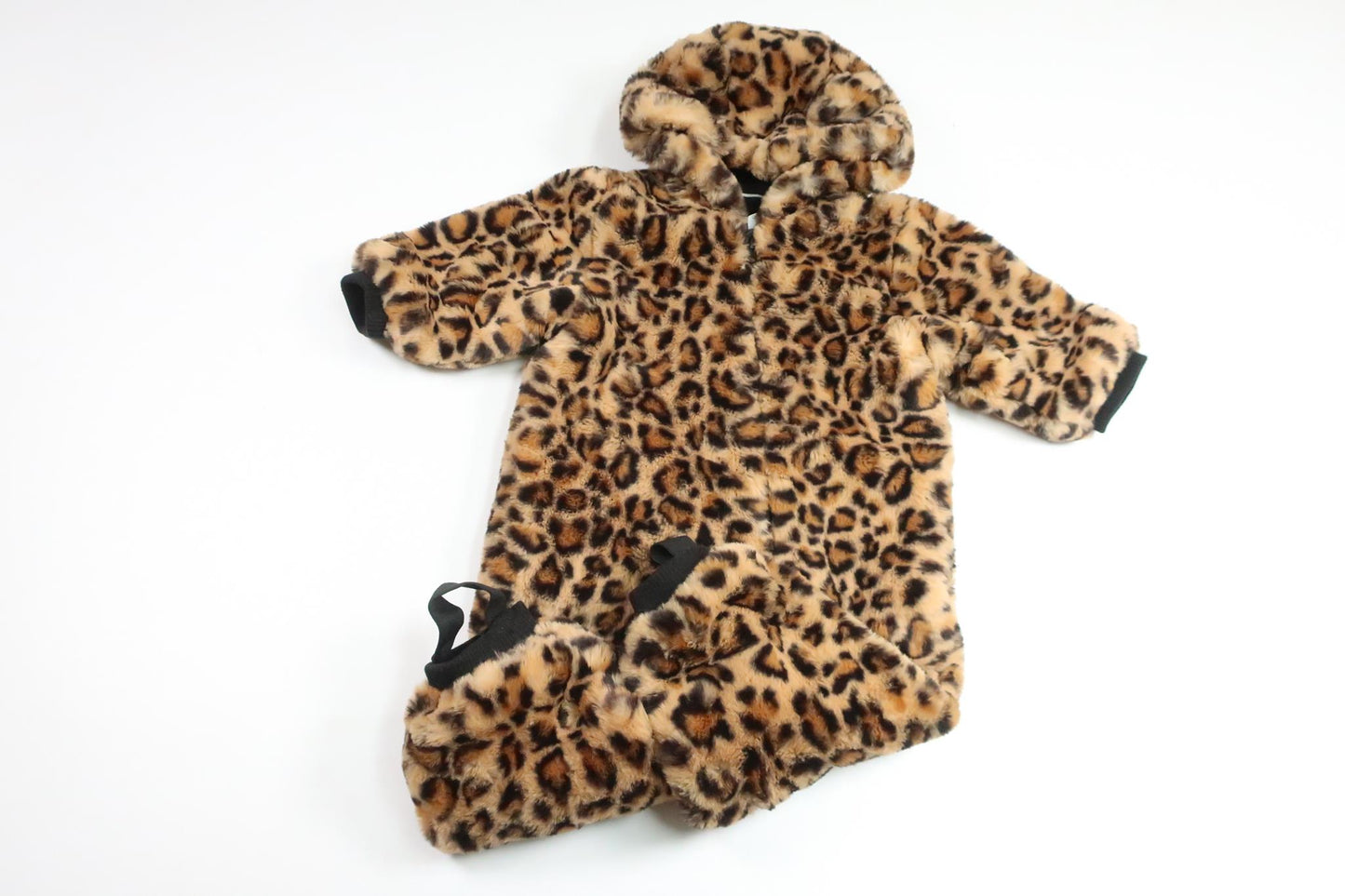 Leopardmönstrad overall i fleece från Kappahl - Storlek 74 - Beige