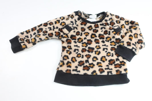 Leopardmönstrad fleecetröja från My Wear Baby - Storlek 80 - Beige