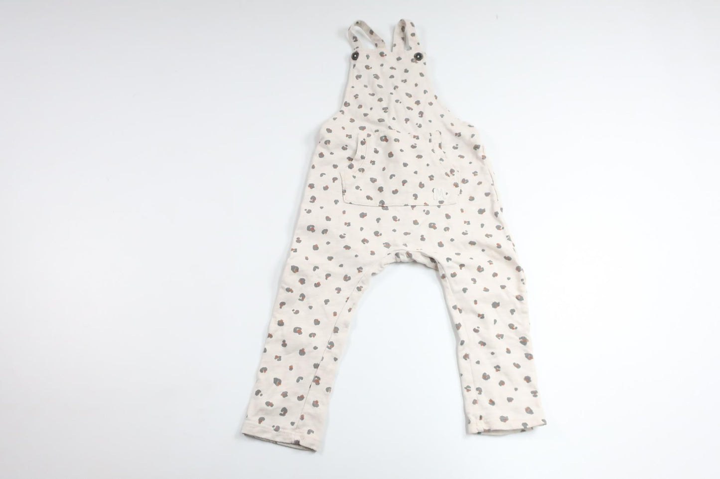 Leopardmönstrade hängselbyxor från Lindex - Storlek 80 - Benvit