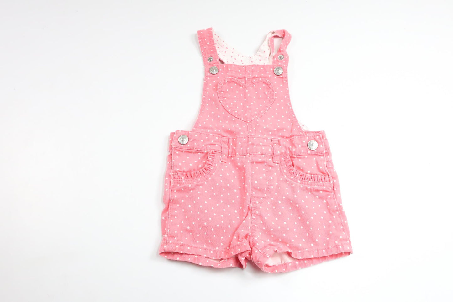 Prickig hängselshorts från H&M - Storlek 74 - Rosa