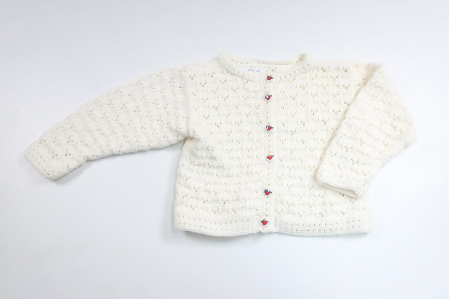 Hemstickad kofta från Hemstickat - Storlek 62/68 - Vit