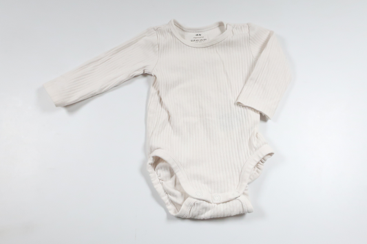 Ribbad body från H&M - Storlek 62 - Vit