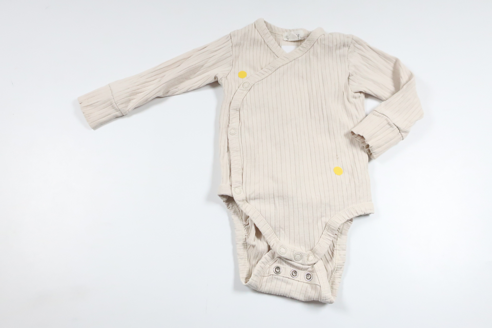 Ribbad omlottbody från Newbie - Storlek 68 - Beige