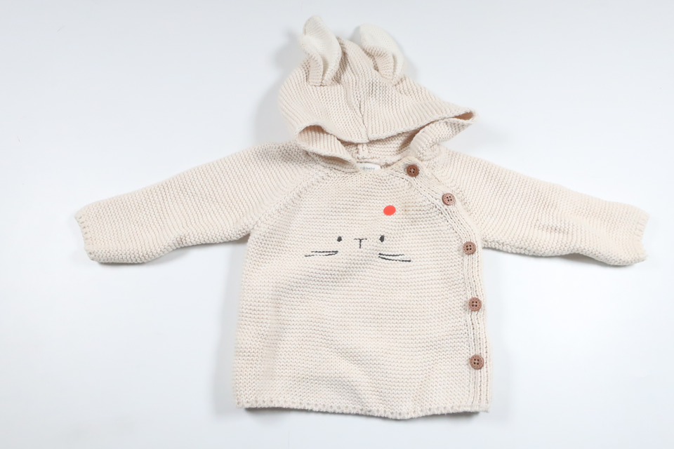 Knitted hoodie from Next - Size 62/68 - Off-white