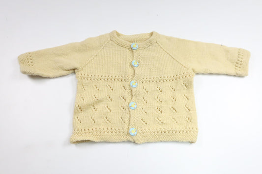 Stickad kofta från Hemstickat - Storlek 62/68 - Gul