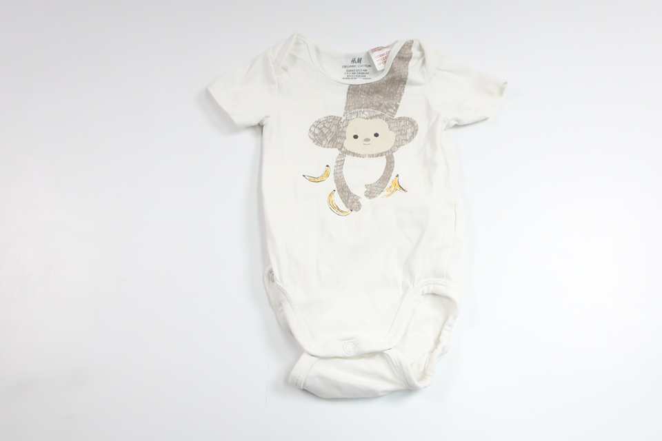 Body med apa från H&M - Storlek 62 - Vit