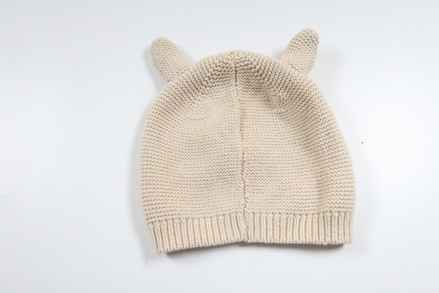 Stickad mössa med öron från H&M - Storlek 86/92 - Beige