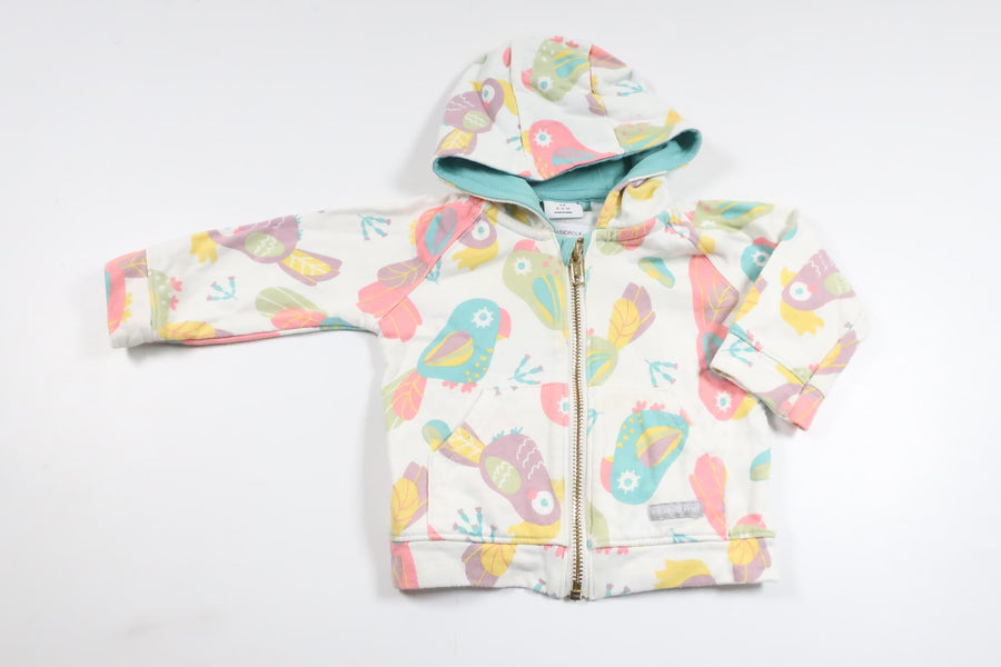 Munkjacka med fåglar från Polarn o. Pyret - Storlek 68 - Vit