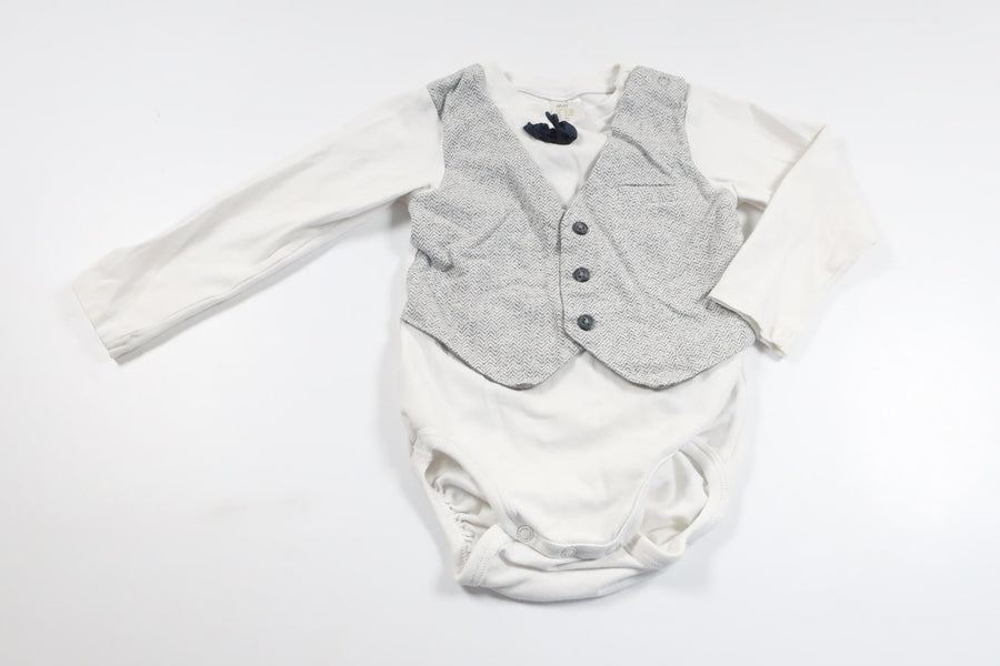 Body med inbyggd väst från H&M - Storlek 86 - Vit