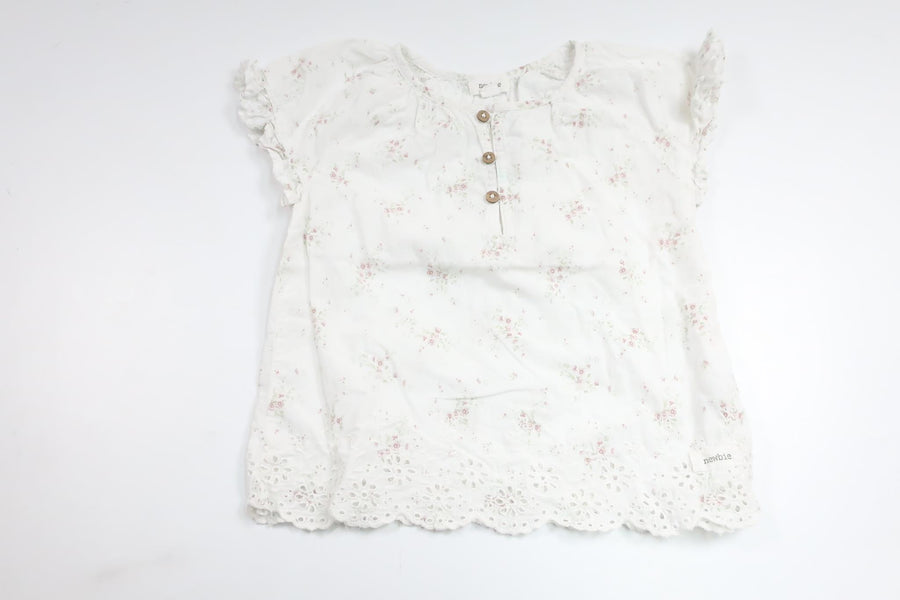 Blommig tunika från Newbie - Storlek 92 - Vit