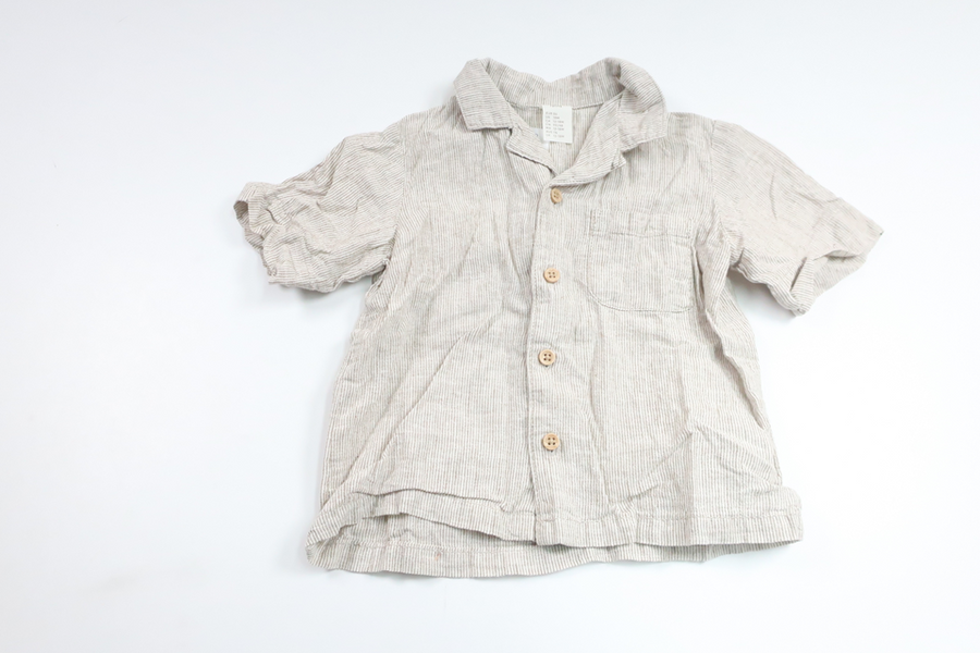 Randig skjorta i 55% lin från H&M - Storlek 86 - Beige