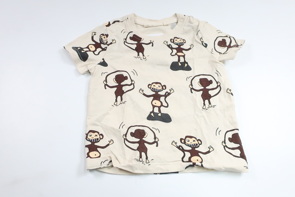 T-shirt med apor från Wai Wai - Storlek 74 - Benvit