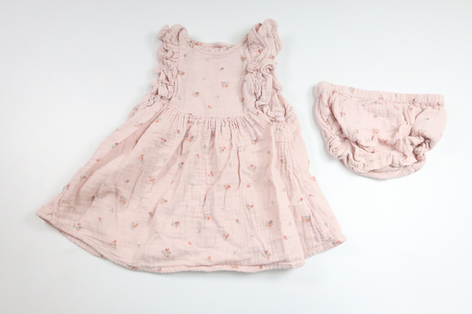 Klänning med matchande blöjtrosor från Lindex - Storlek 86 - Rosa