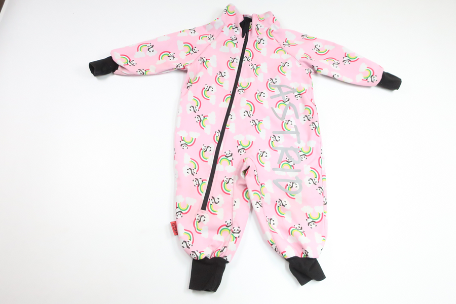 Softshelloverall "Astrid" med pandor från iELM - Storlek 86 - Rosa