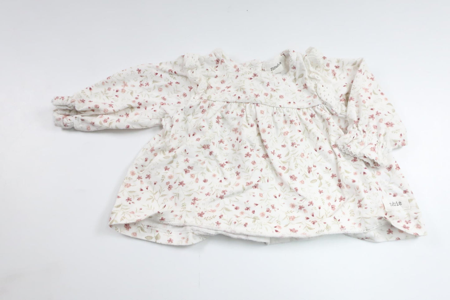 Blommig tunika från Newbie - Storlek 56 - Vit