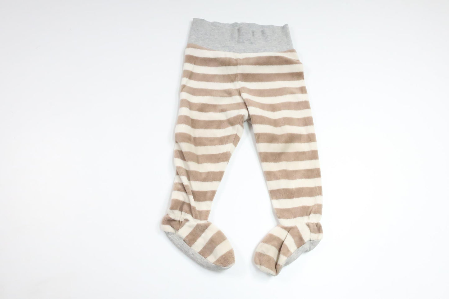 Randiga byxor i fleece från H&M - Storlek 74 - Beige