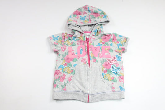 Blommig väst med luva från  Blukids - Storlek 98 - Grå