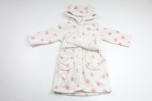 Morgonrock/Badrock i fleece med stjärnor från Kappahl - Storlek 86/92 - Vit