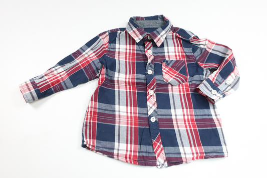 Rutig skjorta från Denim Day - Storlek 86 - Röd