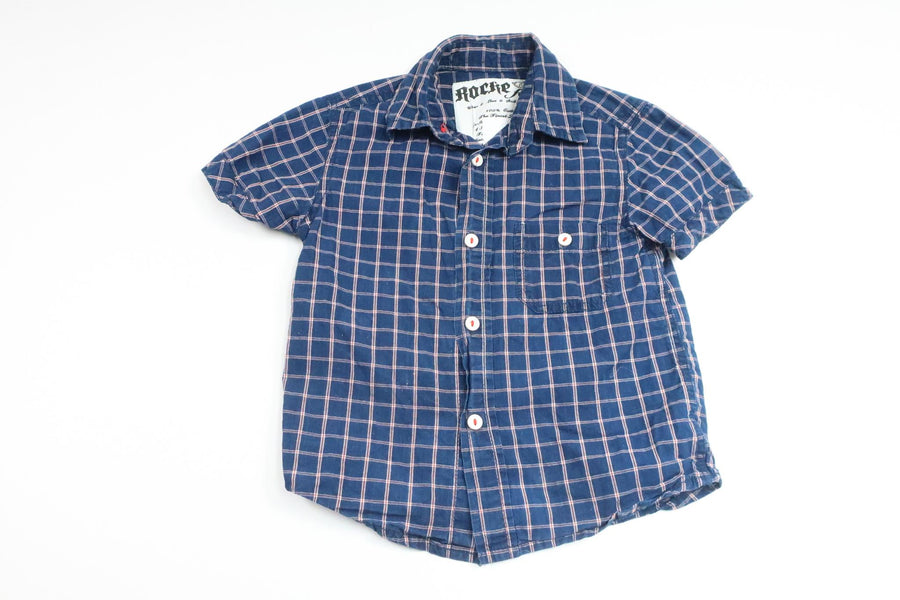Rutig skjorta från Rockefella - Storlek 86/92 - Blå