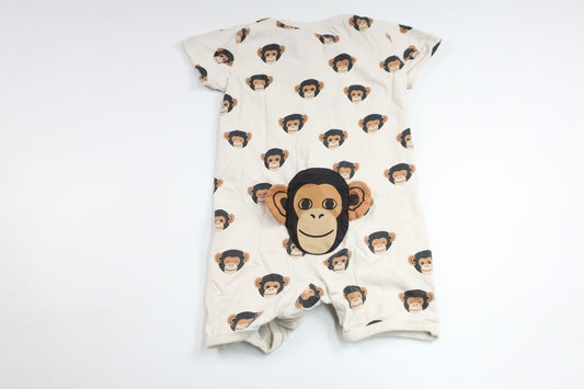 Pyjamas med apor från Lindex - Storlek 92 - Benvit