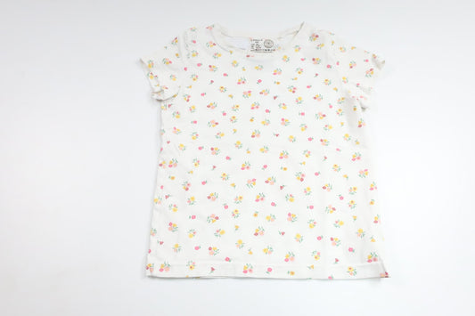 Blommig t-shirt från Lindex - Storlek 104 - Vit