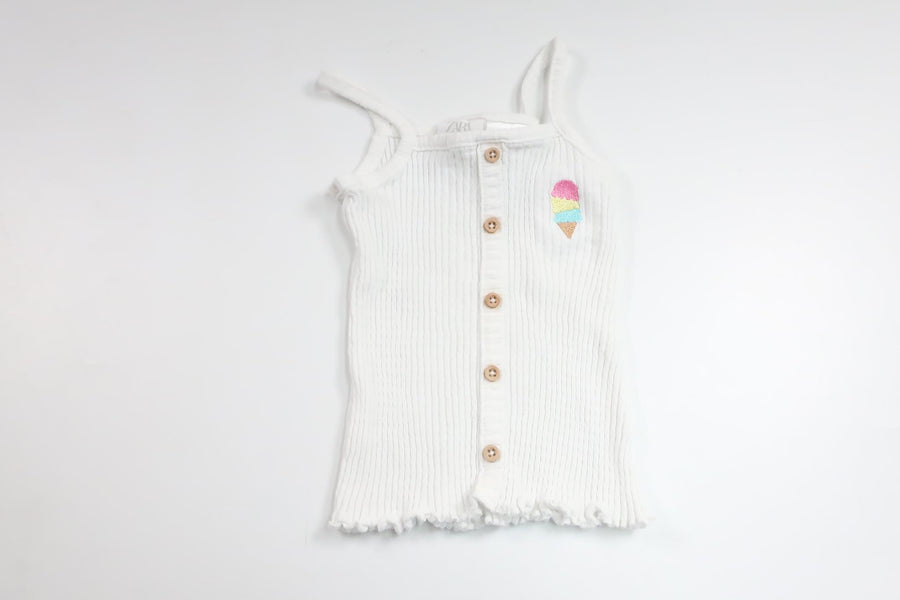 Ribbat linne från Zara - Storlek 86 - Vit